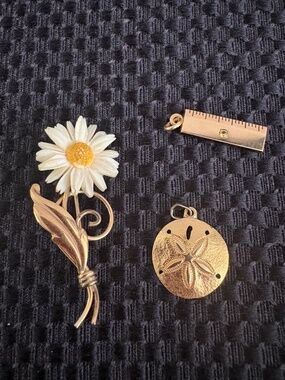 3 pieces of Vintage Gold Filled Jewelry - 10K, 12K, 14K GF Pin & charms
